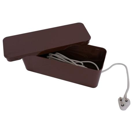 Tidy Up! Wire Bin with Spike Buster/Power Strip/Surge Protector, Brown-3