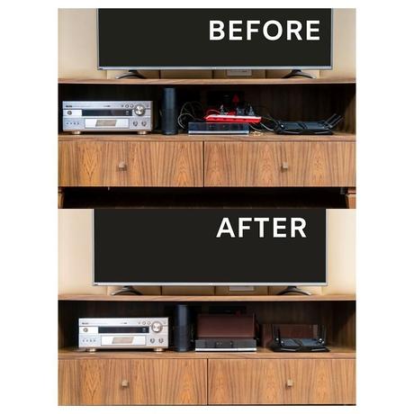 Tidy Up! Wire Bin with Spike Buster/Power Strip/Surge Protector, Brown-5