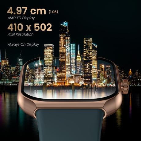 Titan Smart 3 Premium Metal Smartwatch with 4.97 cm (1.96 inch) Super AMOLED Display, BT Calling, 100+ Sports Modes, Alexa Built-in, IP68 Water Resistance & NitroFast Charging, Dull Gold (Beige)-1