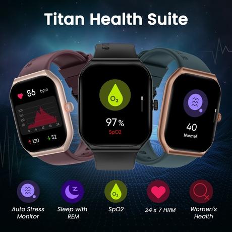 Titan Smart 3 Premium Metal Smartwatch with 4.97 cm (1.96 inch) Super AMOLED Display, BT Calling, 100+ Sports Modes, Alexa Built-in, IP68 Water Resistance & NitroFast Charging, Dull Gold (Beige)-4