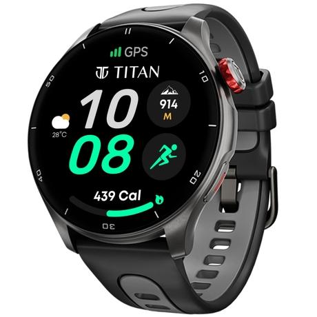 Titan Celestor Smartwatch with Advanced GPS, Altimeter, Barometer & Compass, 3.6 CM AMOLED Display with AOD, Piezoelectric Functional Crown, Single Sync BT Calling Black Eclipse (Black)-0