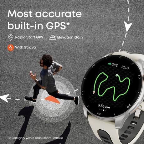Titan Celestor Smartwatch with Advanced GPS, Altimeter, Barometer & Compass, 3.6 CM AMOLED Display with AOD, Piezoelectric Functional Crown, Single Sync BT Calling Black Eclipse (Black)-1