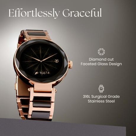 Titan Smart ELIXIR Smartwatch, Rose Gold + White-1