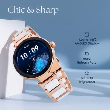 Titan Smart ELIXIR Smartwatch, Rose Gold + White-2