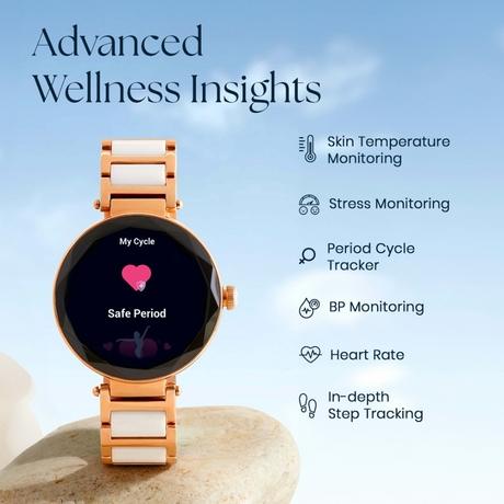 Titan Smart ELIXIR Smartwatch, Rose Gold + White-3