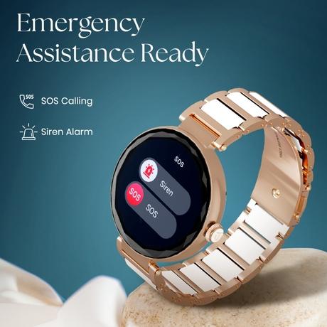 Titan Smart ELIXIR Smartwatch, Rose Gold + White-4