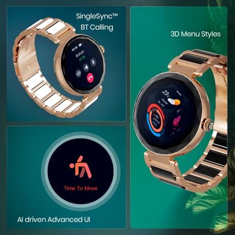 Titan Smart ELIXIR Smartwatch, Rose Gold + White-6