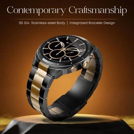 Titan Smart HERITAGE Smartwatch with 3.63 cm (1.43 inch) AMOLED Display, Black+Rose Gold-1