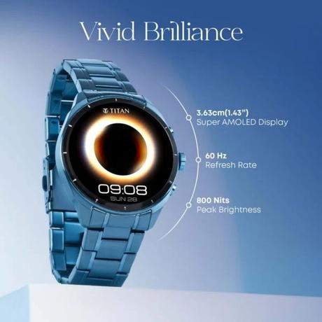 Titan Smart HERITAGE Smartwatch with 3.63 cm (1.43 inch) AMOLED Display, Black+Rose Gold-2