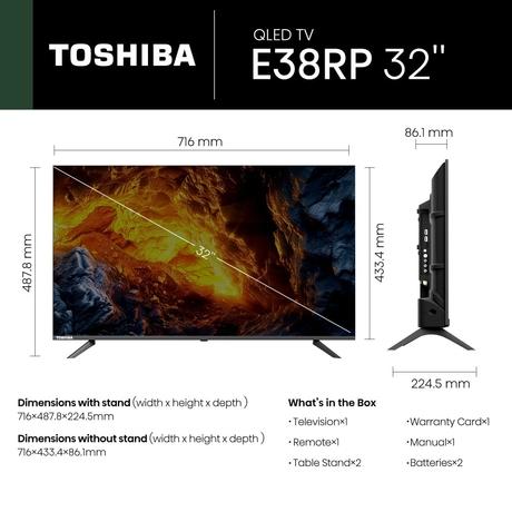 Toshiba 81.3 cm (32 Inch) QLED HD TV, 32E38RP-15