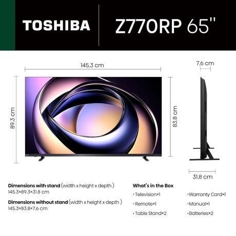 Buy Toshiba 165.1 cm (65 Inch) 4K QLED Mini LED UHD TV, 65Z770RP