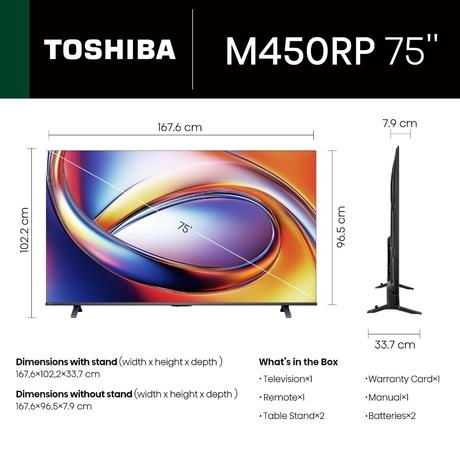 Toshiba 190.5 cm (75 Inch) QLED 4K TV, 75M450RP, Metallic Gray-1