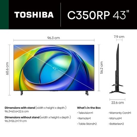 Toshiba 109.2 cm (43 Inch) 4K Ultra HD TV, 43C350RP-1
