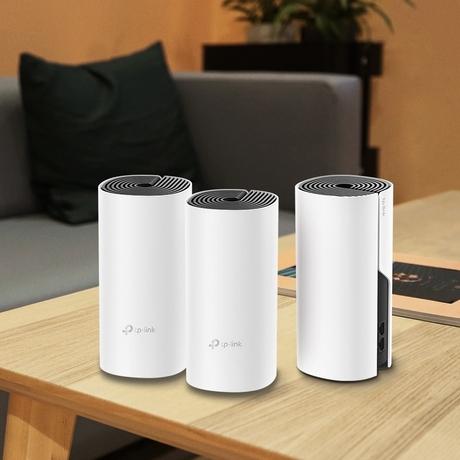 TP-Link Deco M4 (3-Pack) AC1200 Whole Home Mesh Wi-Fi System, Seamless Roaming and Speedy , Work with Amazon Echo/Alexa, Router and Wi-Fi Booster, Parent Control Router White-3
