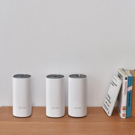 TP-Link Deco E4 1 to 2 Gbps Whole Home Mesh Wi-Fi System, Seamless Roaming and Speedy (AC1200) for Large Home, Work with Amazon Echo/Alexa, Router and WiFi Booster Replacement, Parent Control Router, Pack of 3-3
