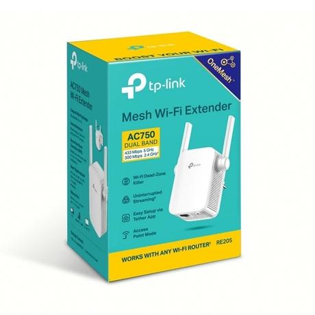 TP-Link RE205 AC750 Universal Wireless Dual Band Range Extender, Broadband/Wi-Fi Extender, WiFi Booster/Hotspot with Ethernet Port, 2 External Antennas, Plug and Play, Smart Signal Indicator, 750Mbps-4