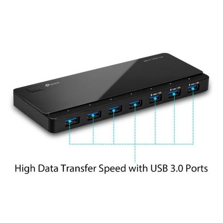 TP-Link UH700 Powered USB Hub with 7 Data Smart Charging USB 3.0 Ports, Compatible with Windows, Mac OS X and Linux Systems, 5V/1.5A Power Output (Black)-2