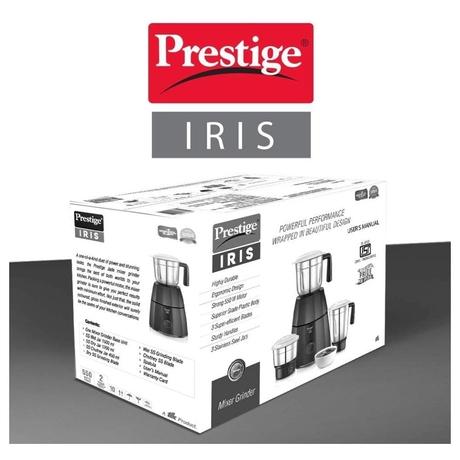 Prestige Iris 550 Watts Mixer Grinder with 3 Jar (Black)-4