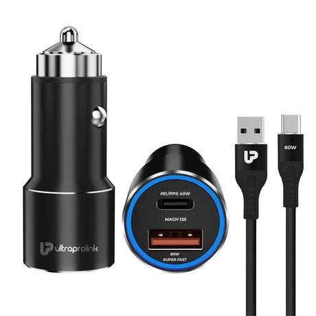 UltraProlink UM1160 125W Fast Car Charger for iPhone14, 15, Oneplus, Oppo, Galaxy, Nothing and Pixel Phones, Black-0