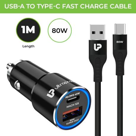 UltraProlink UM1160 125W Fast Car Charger for iPhone14, 15, Oneplus, Oppo, Galaxy, Nothing and Pixel Phones, Black-2