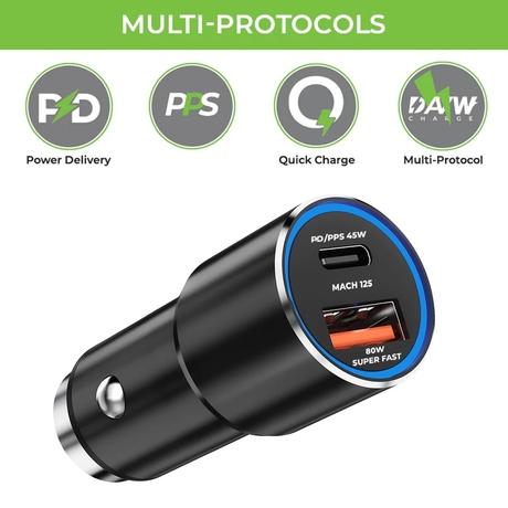 UltraProlink UM1160 125W Fast Car Charger for iPhone14, 15, Oneplus, Oppo, Galaxy, Nothing and Pixel Phones, Black-3