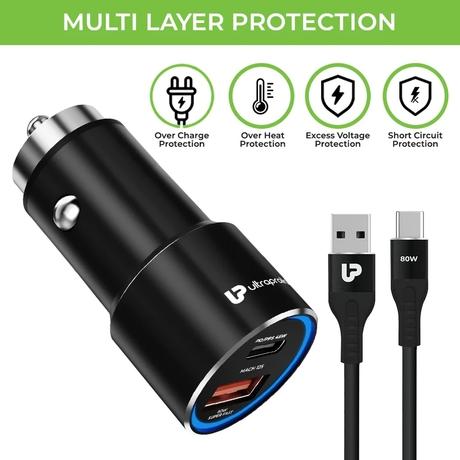 UltraProlink UM1160 125W Fast Car Charger for iPhone14, 15, Oneplus, Oppo, Galaxy, Nothing and Pixel Phones, Black-4