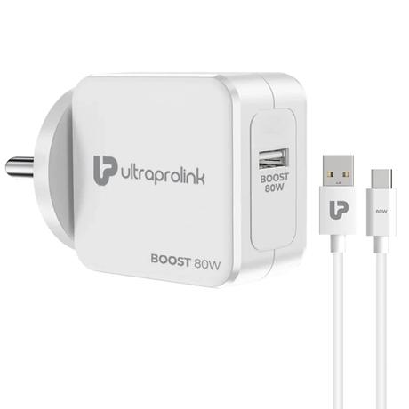 UltraProlink UM1136 Boost 80W Fast Charger for One Plus, Oppo, Realme, Xiaomi, Moto, White-0