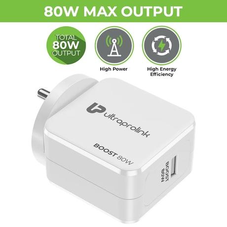 UltraProlink UM1136 Boost 80W Fast Charger for One Plus, Oppo, Realme, Xiaomi, Moto, White-1