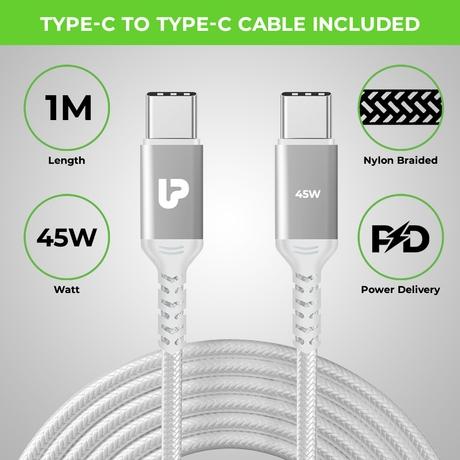 UltraProlink 125 W Dual USB Multi-Protocol Fast Travel Charger with 100 cm (1 m) Type-C to Type-C Cable-5