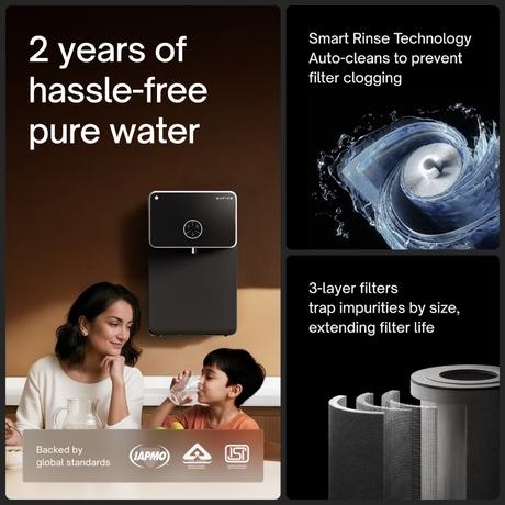 Urban Company Native M2 Pro Water Purifier, 10-Stage RO+UV+Copper+Alkaline+Mineraliser, No Service for 2 Years, Preset Touch Dispensing + Battery, Smart Real-time Tracking-3