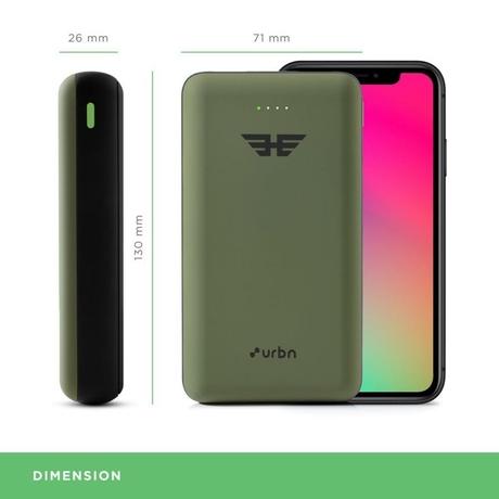 Urbn 20000 mAh Ultra Compact Power Bank, 22.5 W Superfast Charging Technology, Quick Charge and Power Delivery Compatible, 12 Layers Circuit Protection, Smart Adaptive IC, Cable Included, LED Indicator, Camo-7