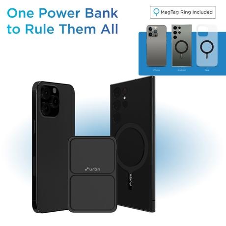 Urbn 10000 mAh 15 W MagTag Power Bank with Stand, Black-3
