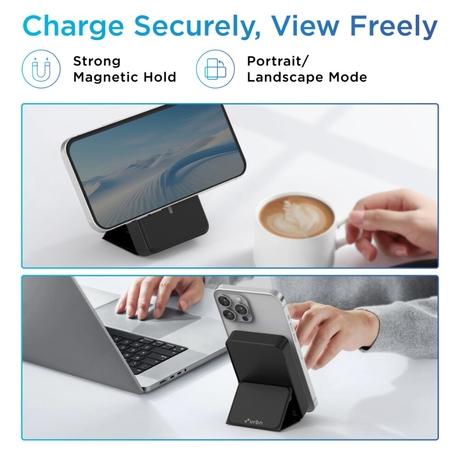 Urbn 10000 mAh 15 W MagTag Power Bank with Stand, Black-5