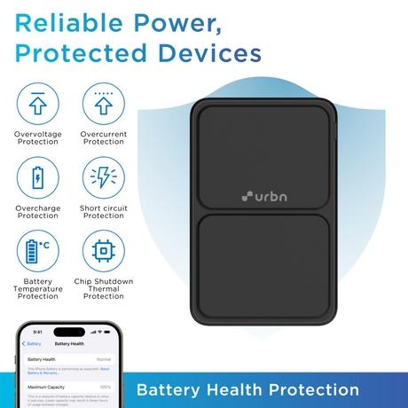 Urbn 10000 mAh 15 W MagTag Power Bank with Stand, Black-7