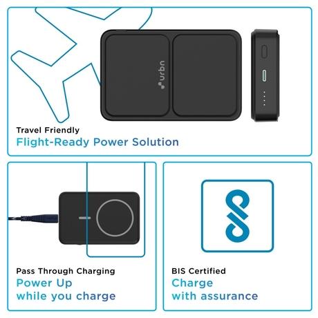 Urbn 10000 mAh 15 W MagTag Power Bank with Stand, Black-8