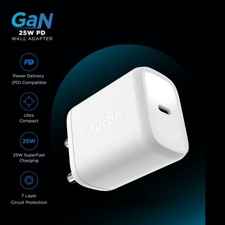 Urbn 25 W PD GaN Wall Adapter, White-1