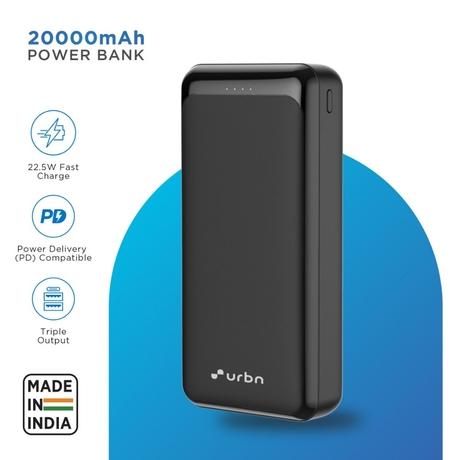 Urbn 20000 mAh 22.5 W Power Bank, Black, UPR211-2