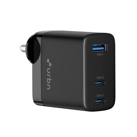 Urbn 67 W GaN 3 Port Wall Charger, Black-0