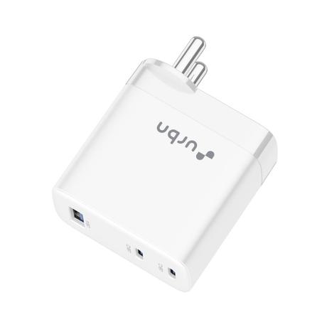 Urbn 67 watts GaN 3 Port Wall Charger, White-1