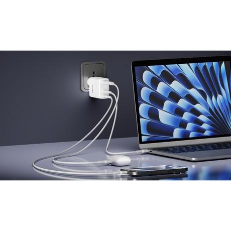 Urbn 67 watts GaN 3 Port Wall Charger, White-4