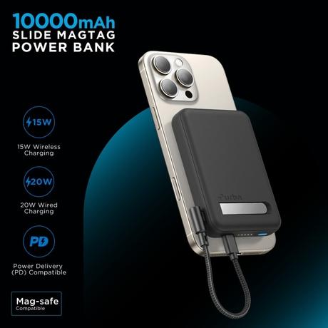 Urbn 10,000 mAh Slide Magtag Power Bank, Black-2