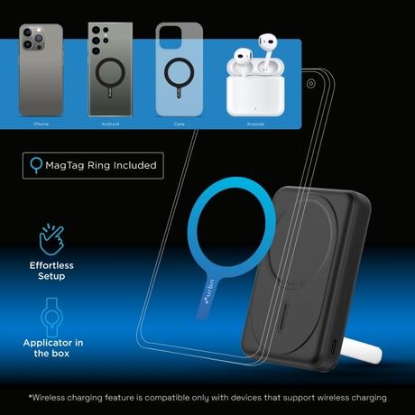 Urbn 10,000 mAh Slide Magtag Power Bank, Black-5