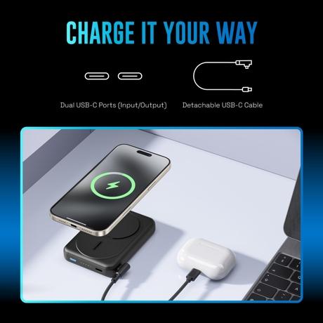 Urbn 10,000 mAh Slide Magtag Power Bank, Black-6