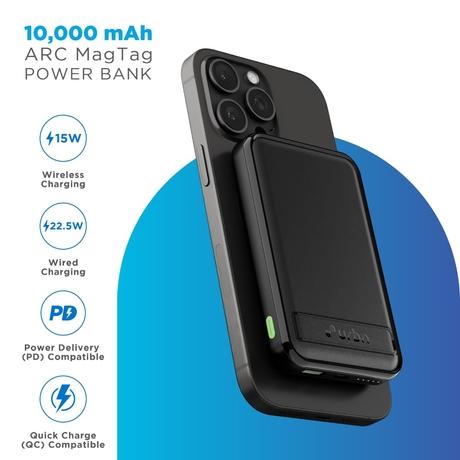 Urbn 10000 mAh 15 W Arc MagTag Power Bank with stand, Black-1