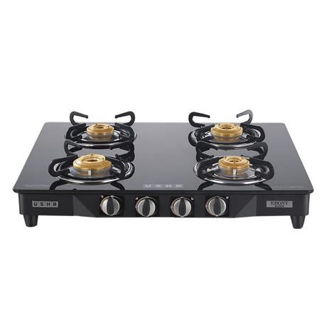 Usha Ebony GS4001 Cooktop with 4 Brass Burners-0