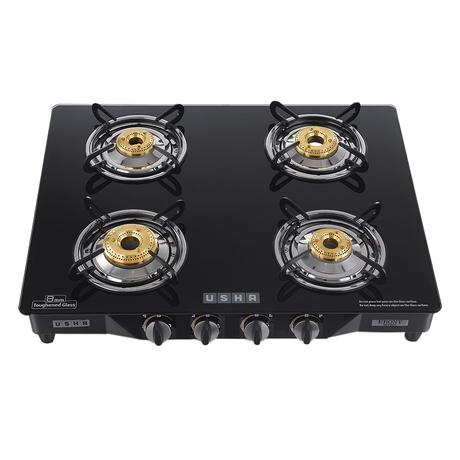 Usha Ebony GS4001 Cooktop with 4 Brass Burners-2