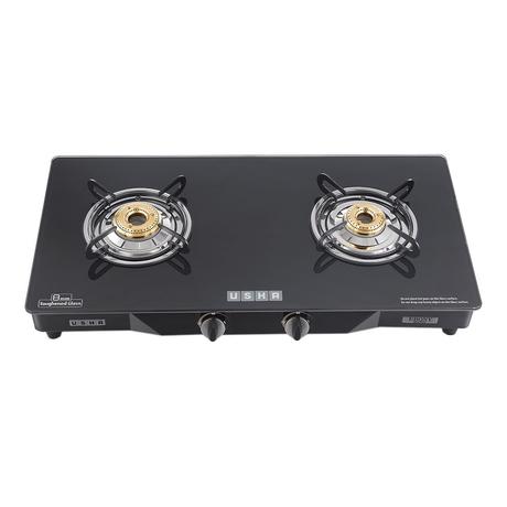 Usha Ebony GS2001 Cooktop with 2 Brass Burners-2