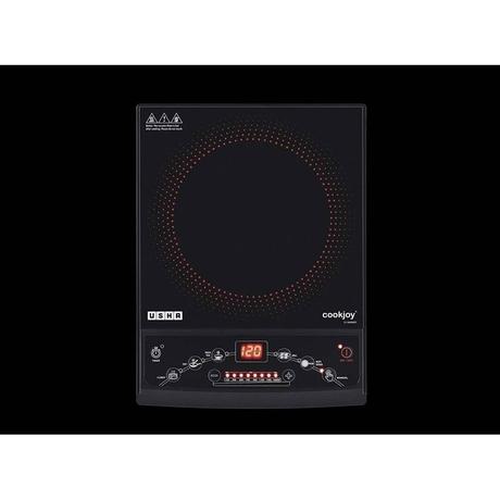 Usha CookJoy 1600 Watt Induction Cooktop, Keep Warm Function, 5 Preset India menu, CJ1600WPC, Black-1