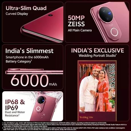 Vivo V50 5G 128 GB, 8 GB RAM, Rose Red, Mobile Phone-7
