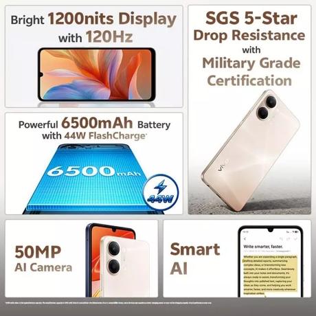 Vivo Y21 5G 128 GB, 4 GB RAM, Champagne Gold, Mobile Phone-1